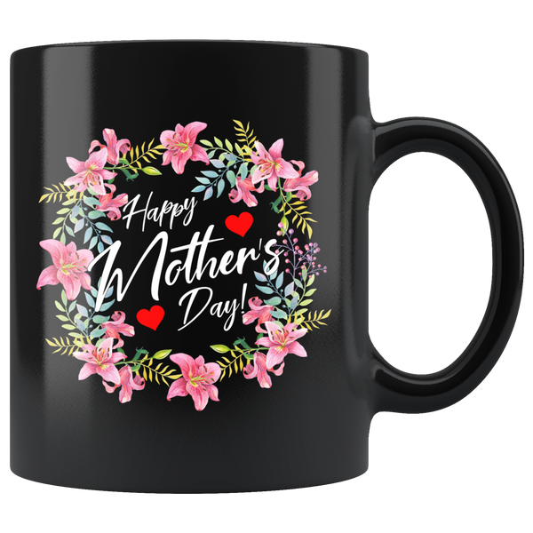 Happy Mothers Day Wreath|Gift for Mom|Mom Coffee Mug Gift|Mom Gift Flower Mug