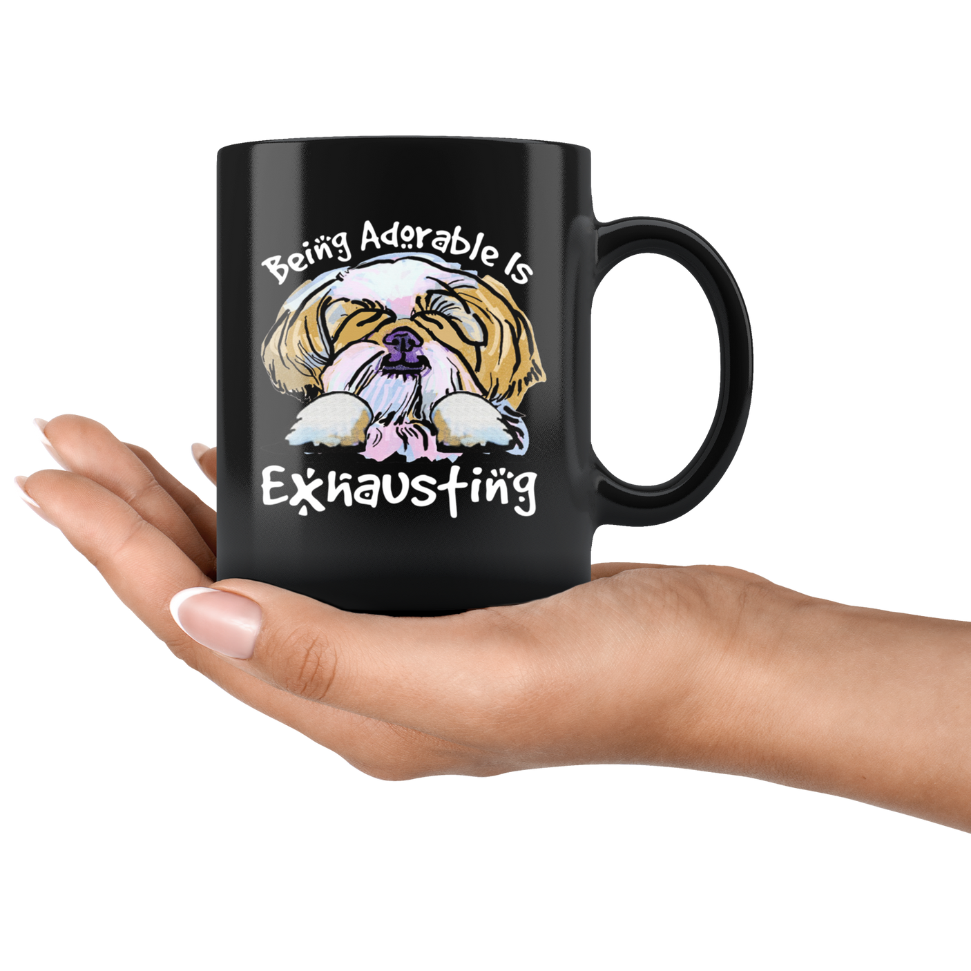 Being Adorable is Exhausting Funny Black Dog Lover Coffee Mug