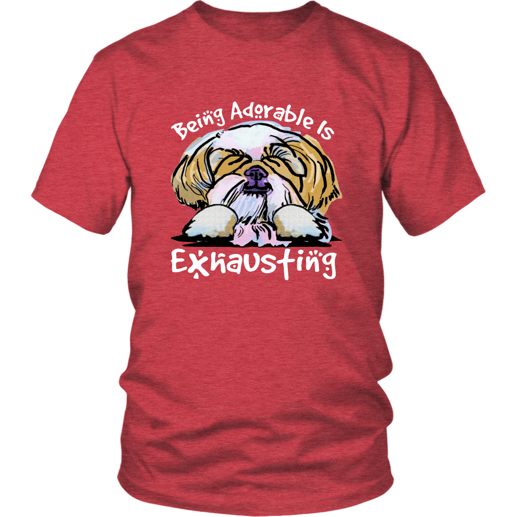 Funny Shih Tzu Tshirt Being Adorable is Exhausting Dog Lover TShirt